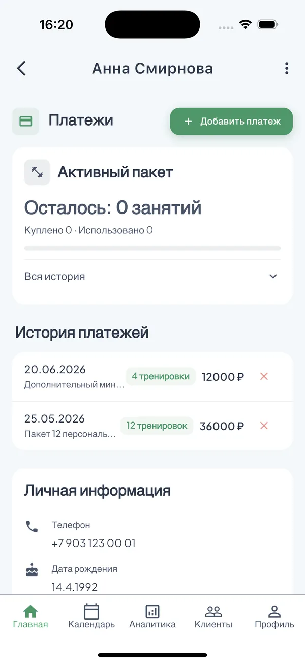 Учёт оплат без Excel